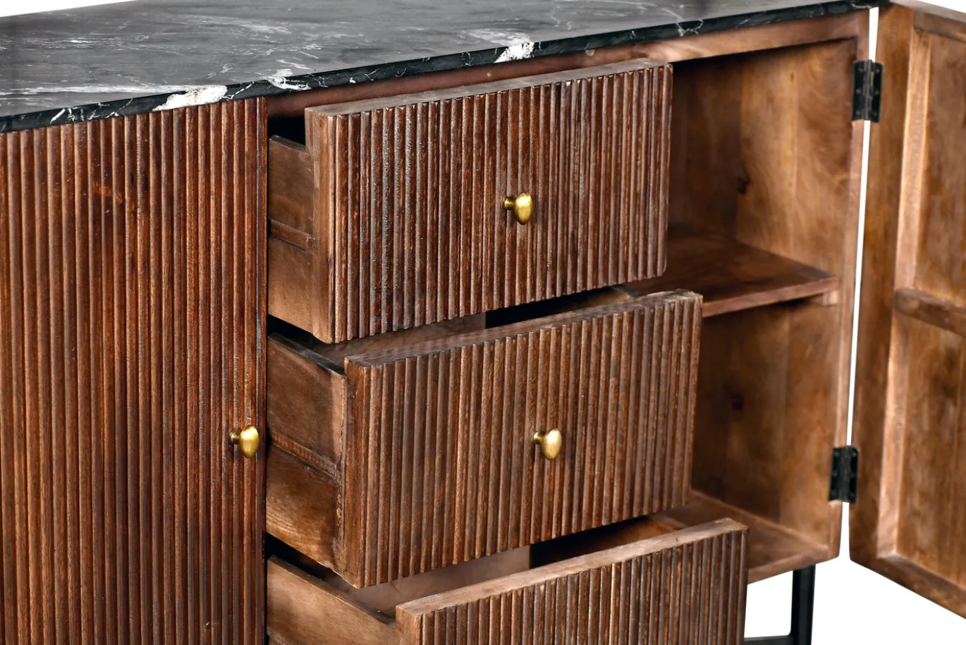 Dressoir Japandi Bruin met Marmer - Giga Meubel