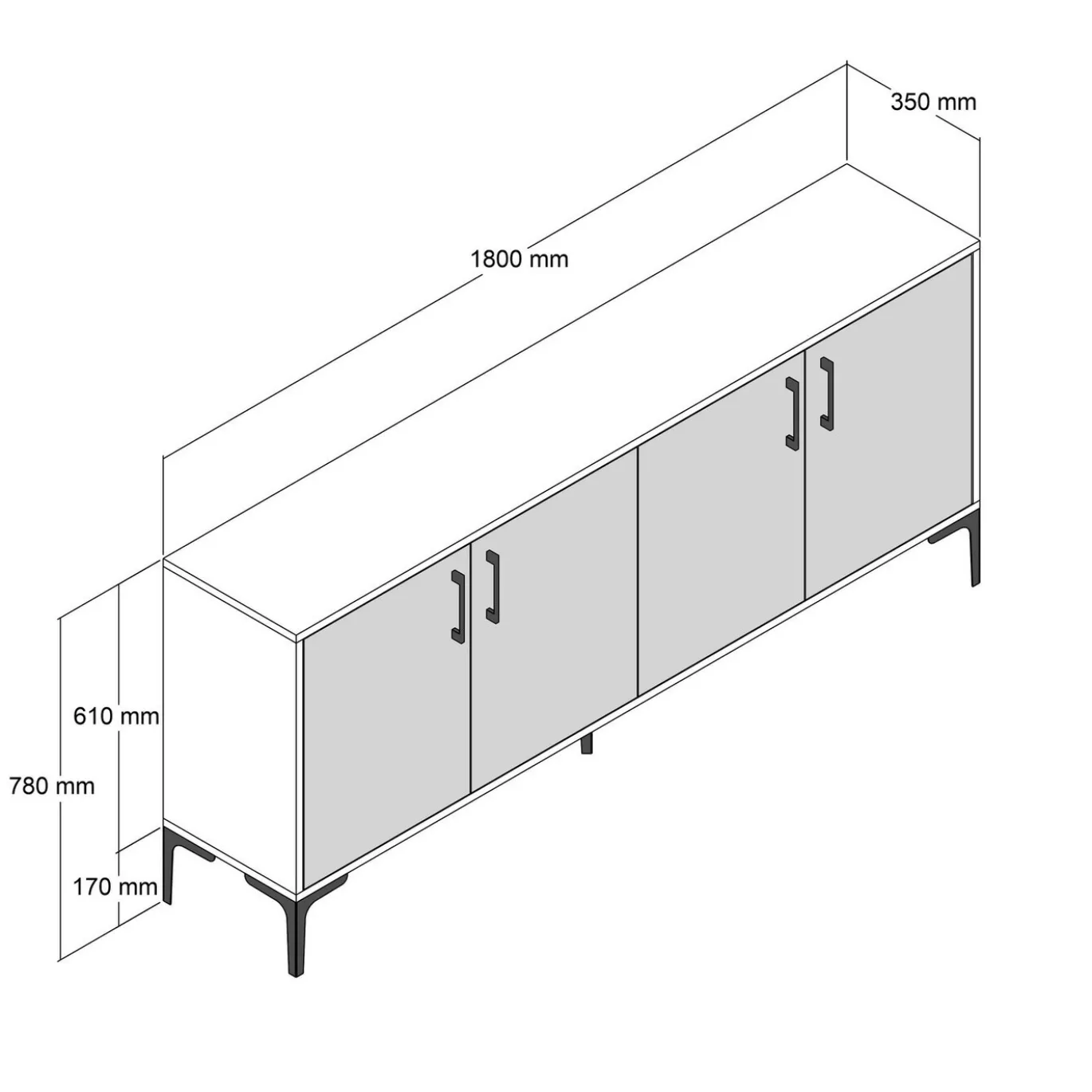 Dressoir Kiev Melamine Walnoot Antraciet