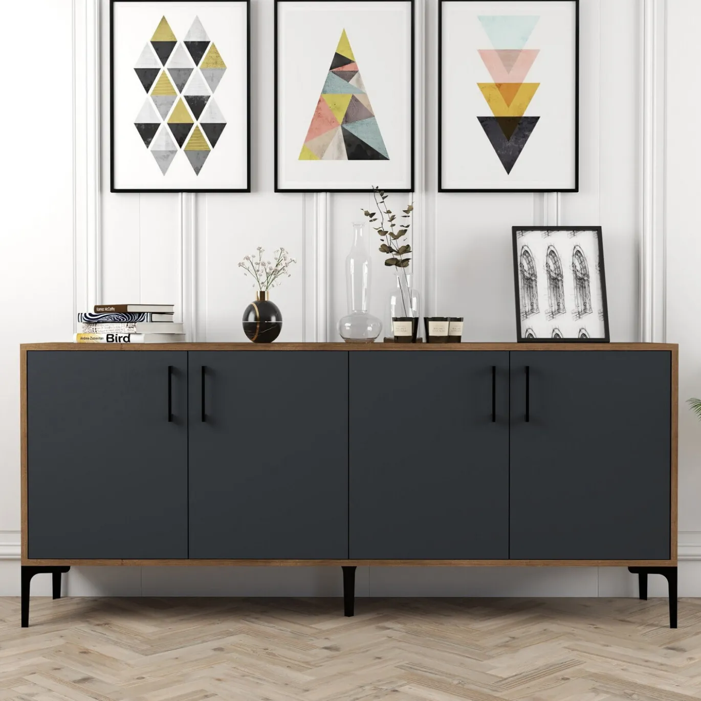 Dressoir Kiev Melamine Walnoot Antraciet