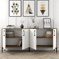 Dressoir Kiev Melamine Walnoot Wit