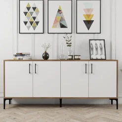 Dressoir Kiev Melamine Walnoot Wit