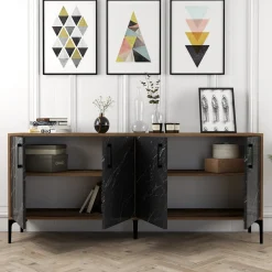 Dressoir Kiev Melamine Walnoot Zwart