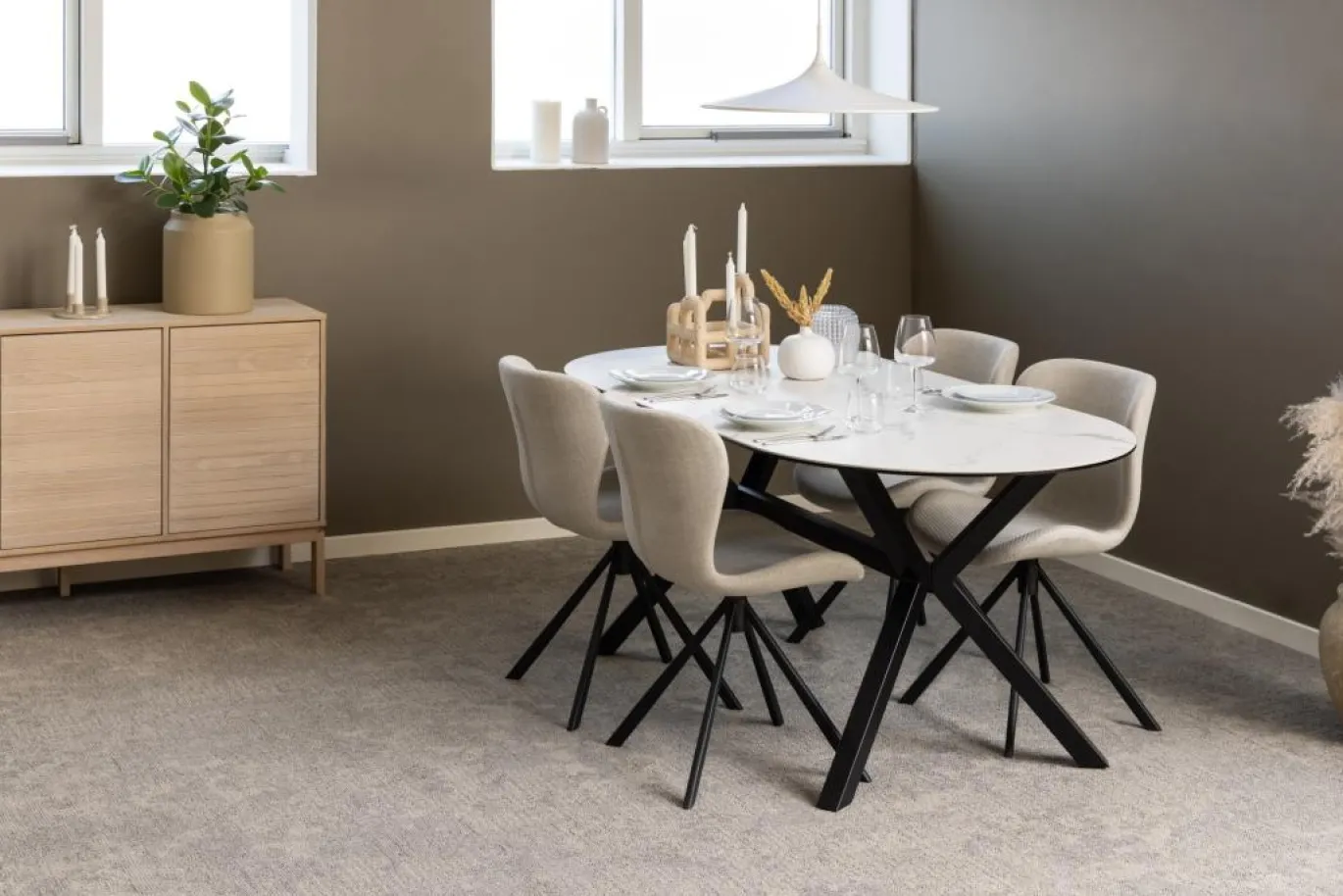 Dressoir Klevik Eikenfineer Wit 135cm - Giga Living