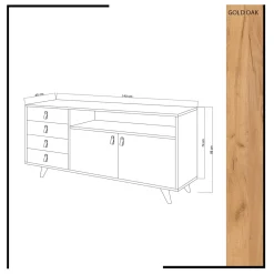 Dressoir Lavina Melamine Eiken Wit