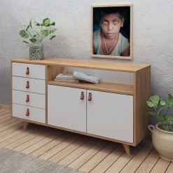 Dressoir Lavina Melamine Eiken Wit