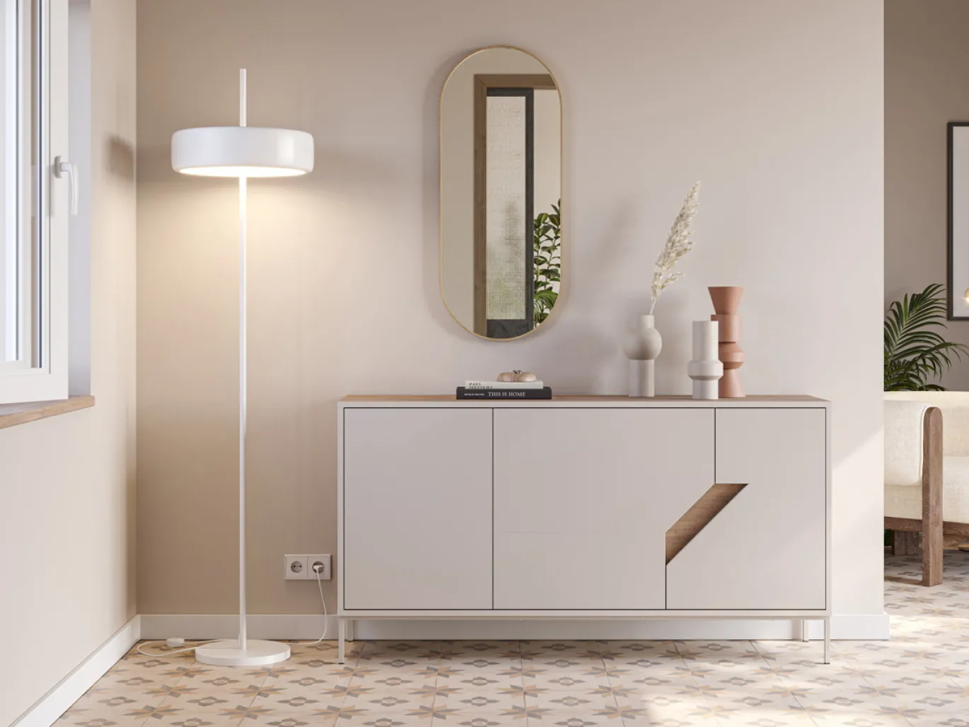 Dressoir Lilou 3d 150cm Naturel/crème - Giga Meubel