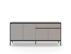 Dressoir Lorenza 4d1dr 180cm Crème/zwart met Metaal - Giga Meubel