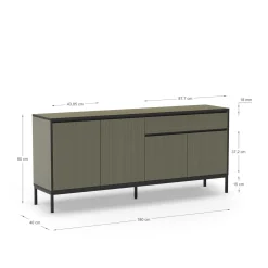 Dressoir Lorenza 4d1dr 180cm Groen/zwart met Metaal - Giga Meubel