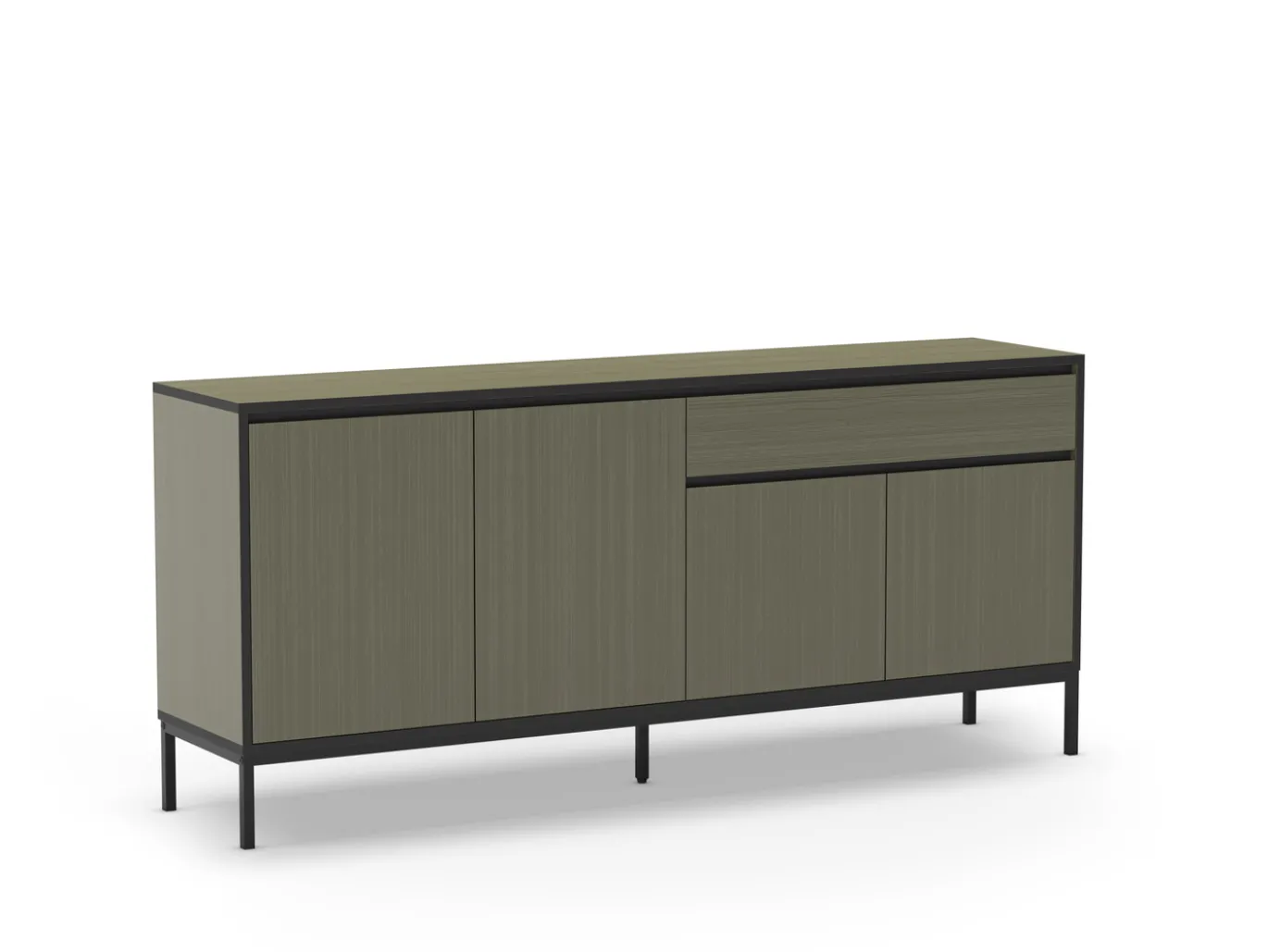 Dressoir Lorenza 4d1dr 180cm Groen/zwart met Metaal - Giga Meubel