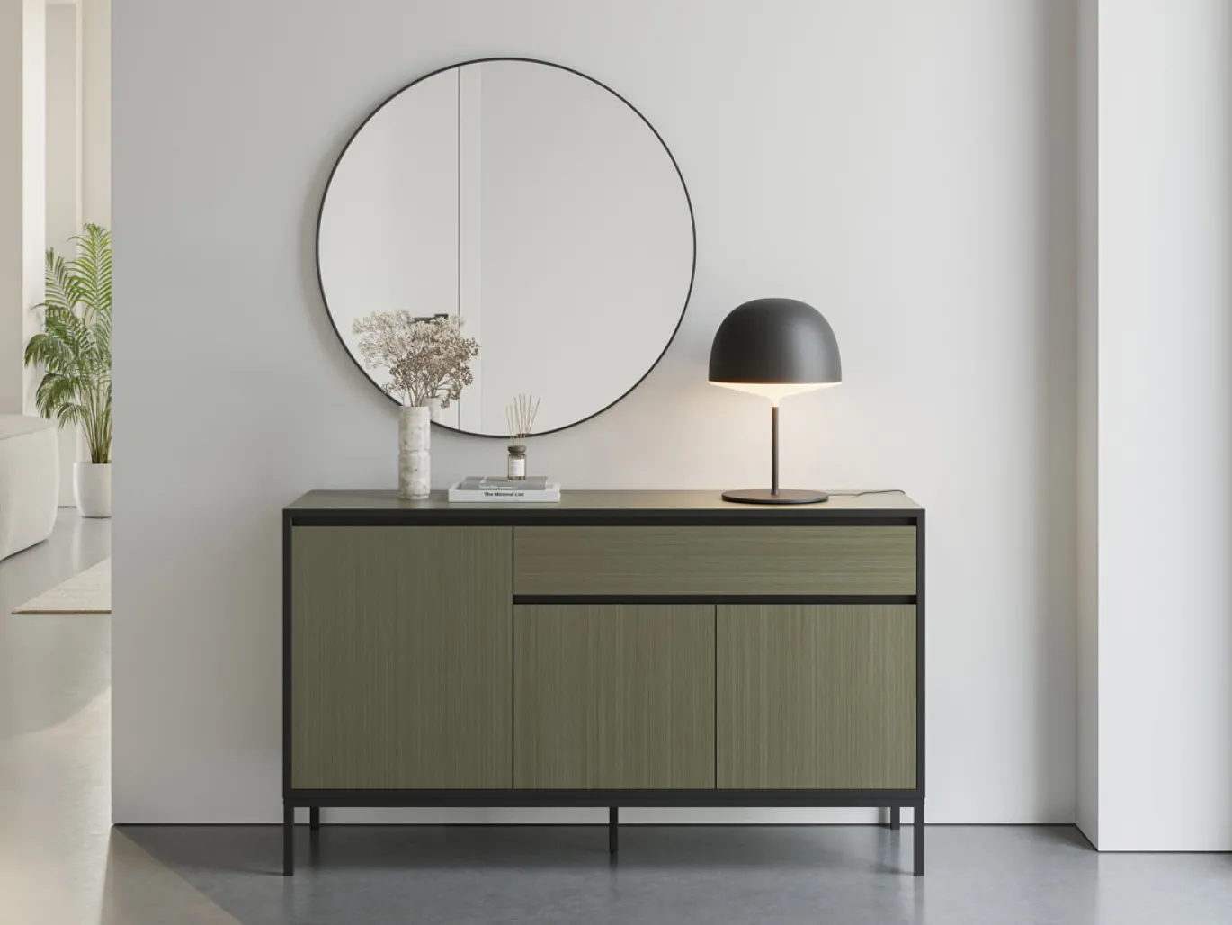 Dressoir Lorenza 4d1dr 180cm Groen/zwart met Metaal - Giga Meubel
