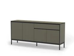 Dressoir Lorenza 4d1dr 180cm Groen/zwart met Metaal - Giga Meubel