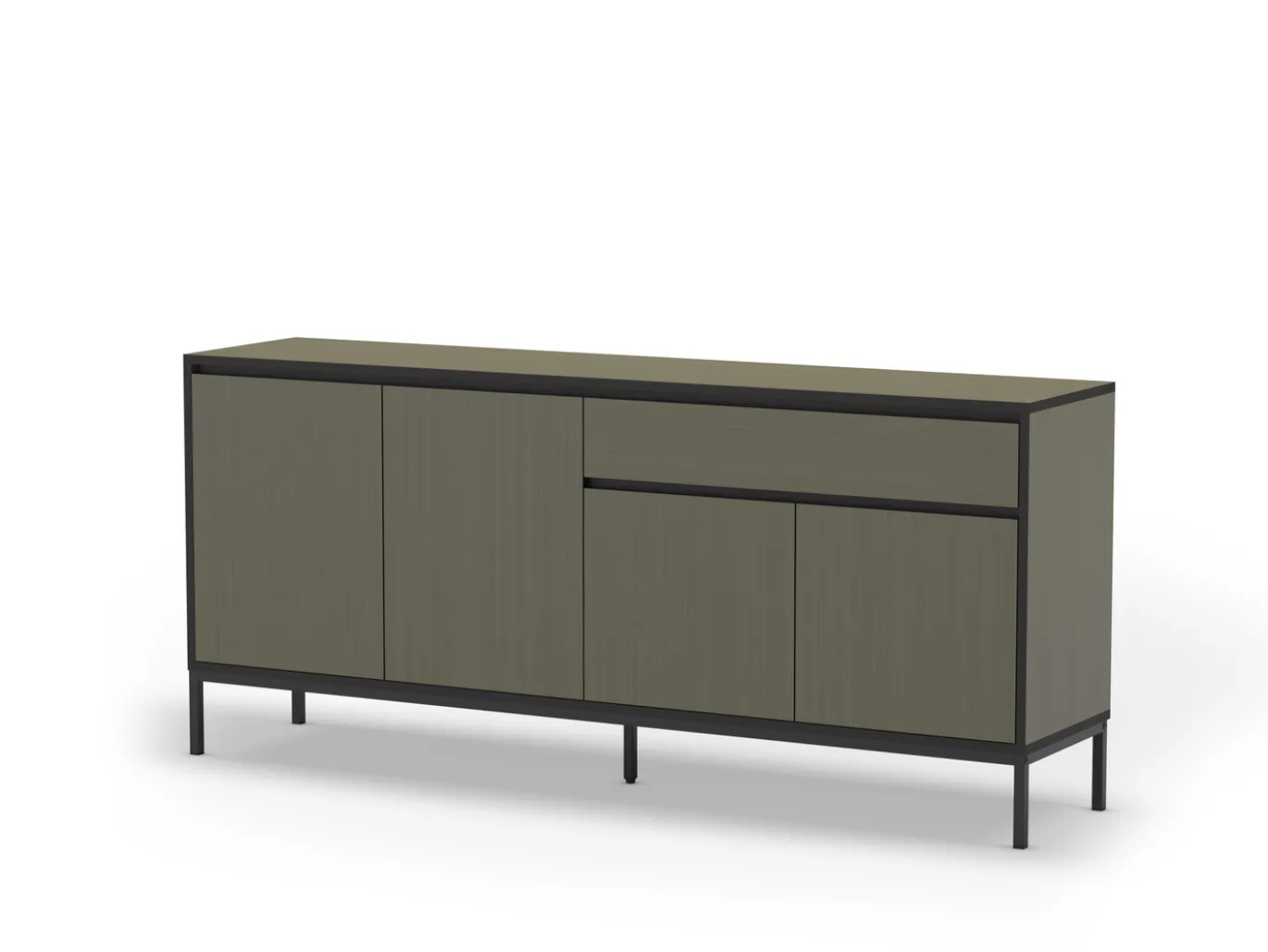 Dressoir Lorenza 4d1dr 180cm Groen/zwart met Metaal - Giga Meubel