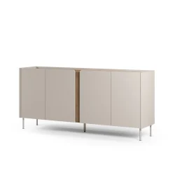 Dressoir Lucile 4d 180cm Crème/Naturel - Giga Meubel
