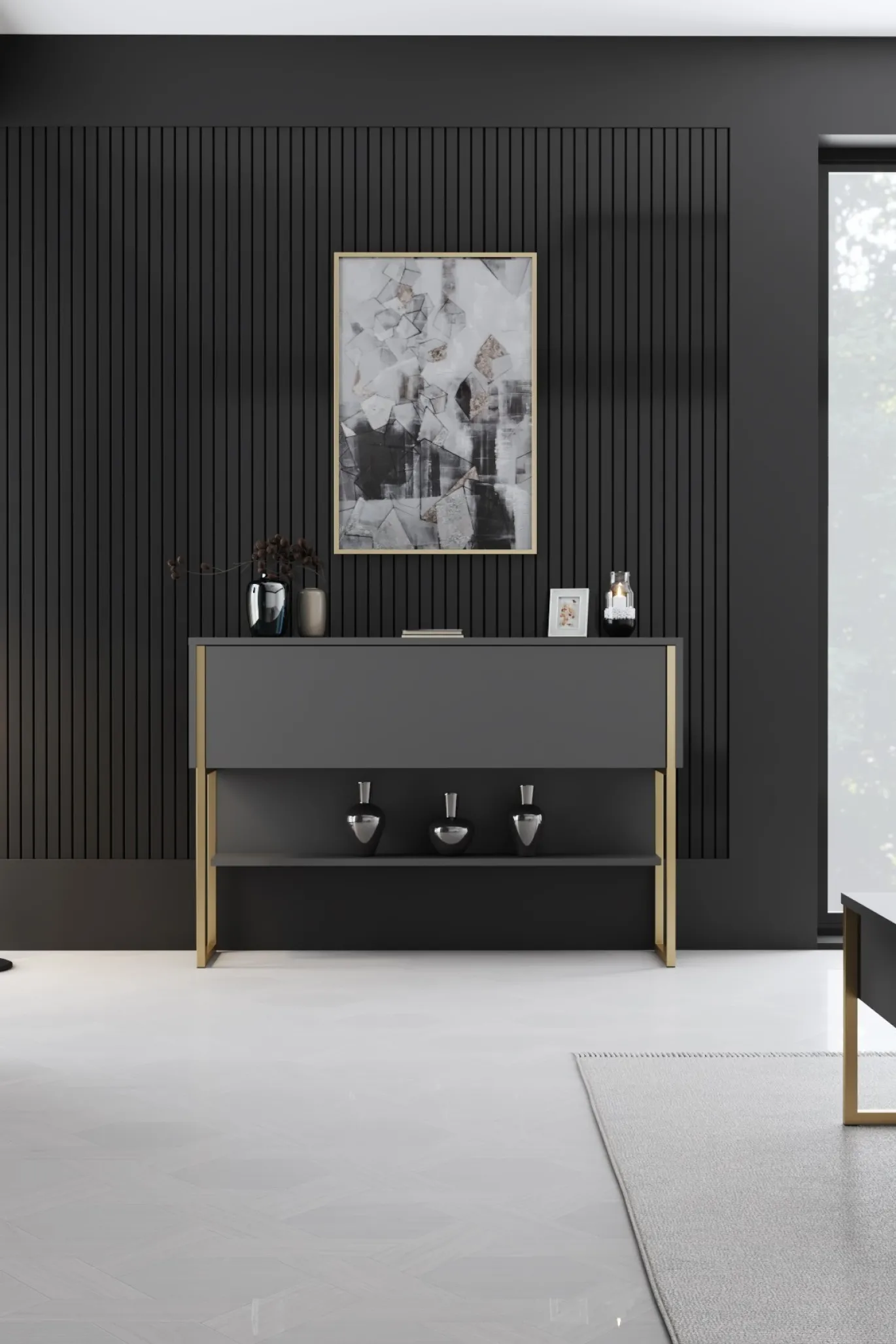 Dressoir Luxe Antraciet/Goud 120cm