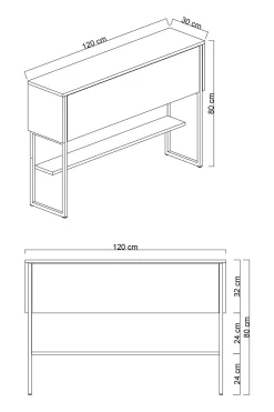 Dressoir Luxe Antraciet/Goud 120cm