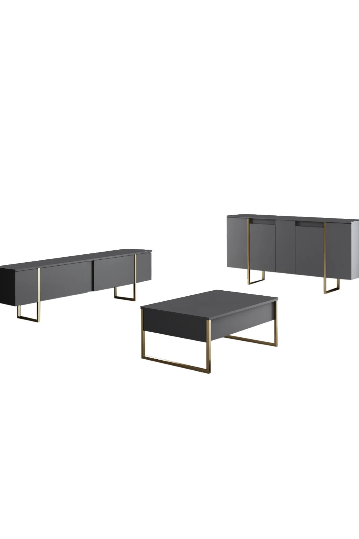 Dressoir Luxe Antraciet/Goud 160cm