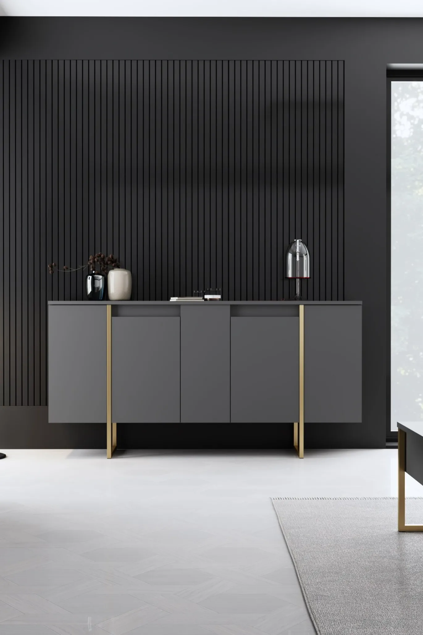 Dressoir Luxe Antraciet/Goud 160cm