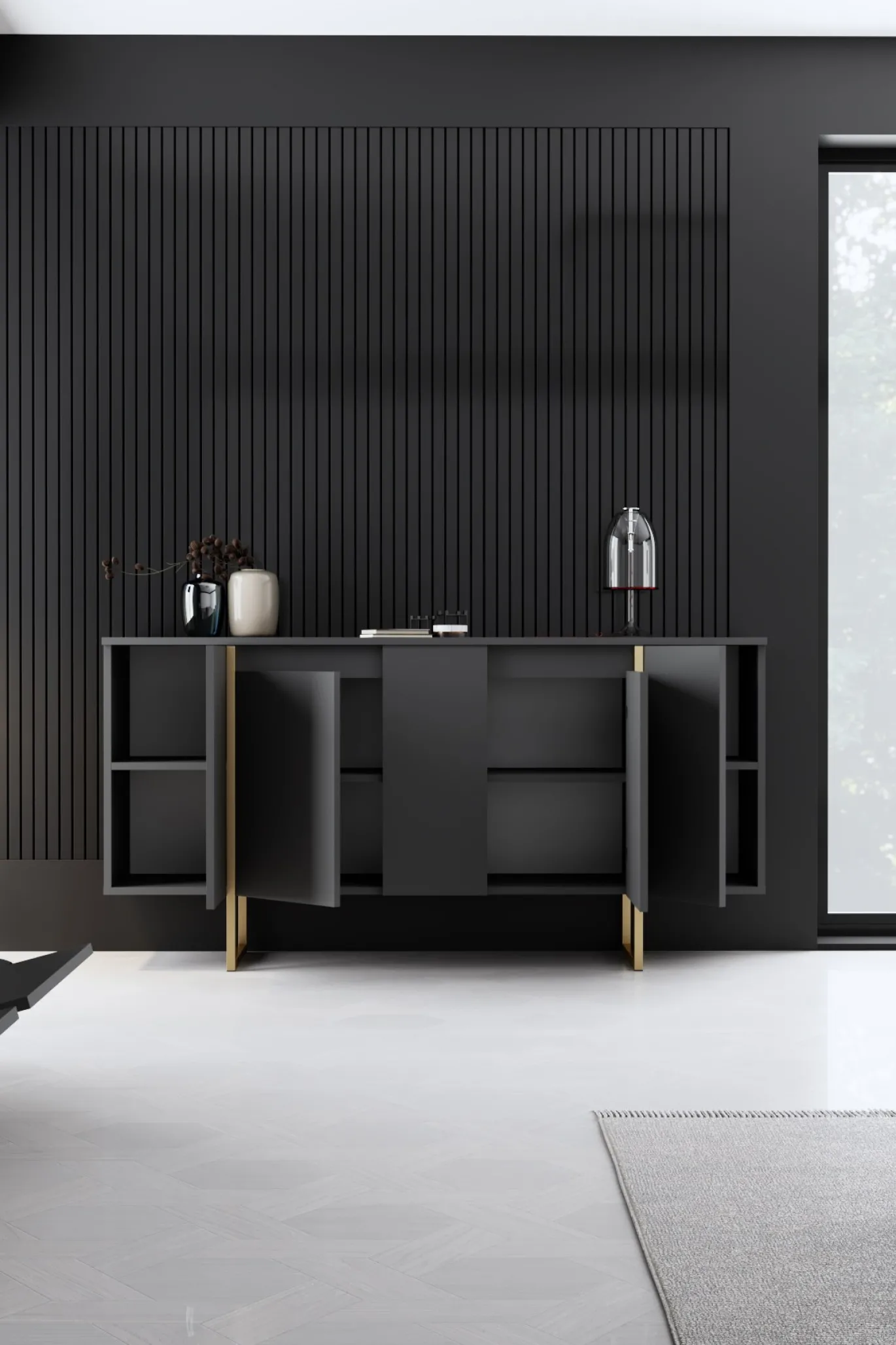 Dressoir Luxe Antraciet/Goud 160cm