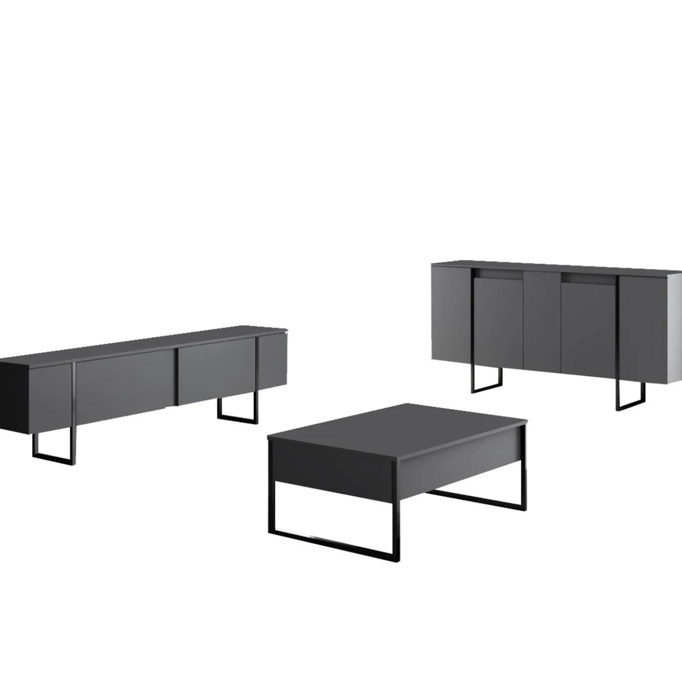Dressoir Luxe Antraciet/Zwart 160cm