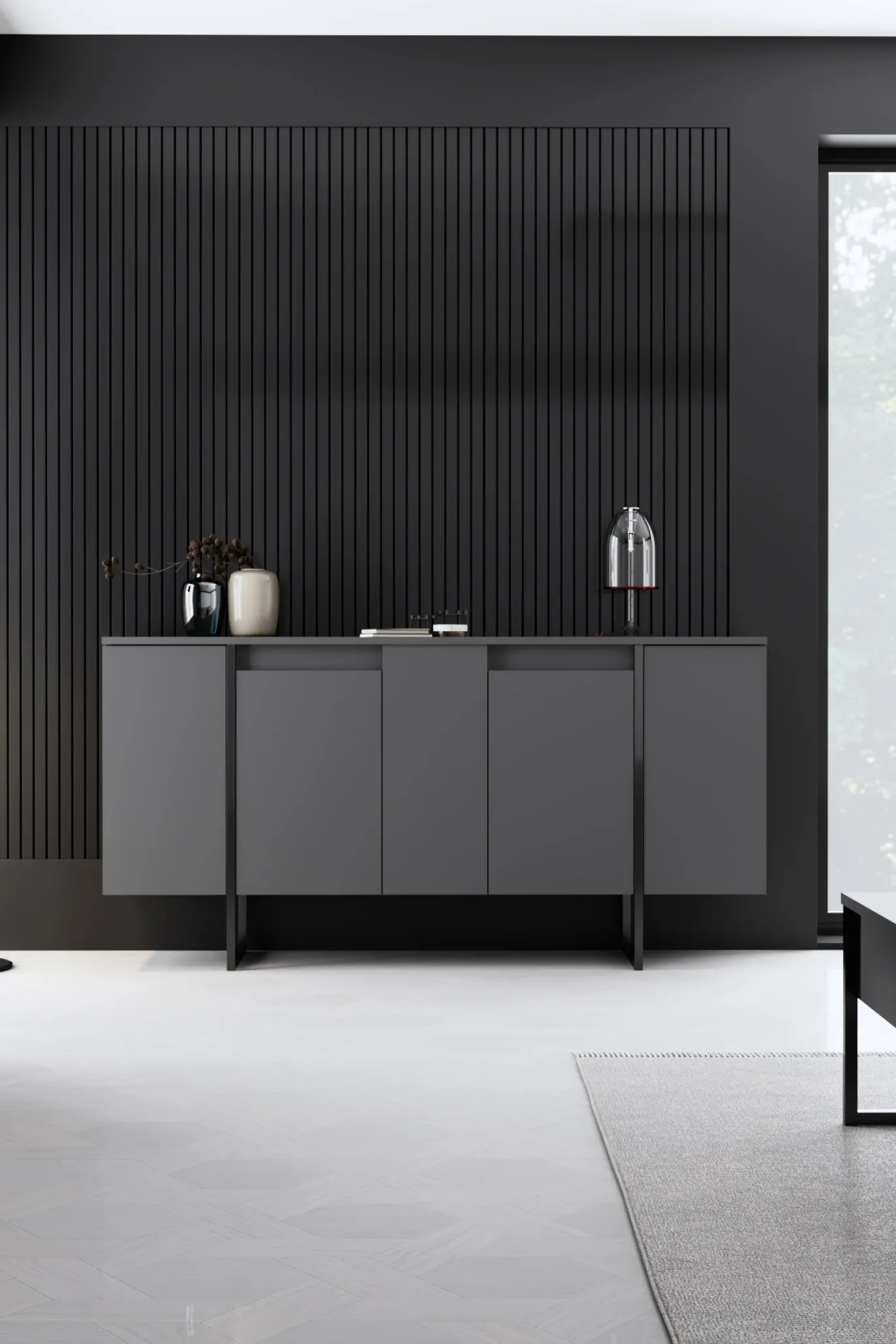 Dressoir Luxe Antraciet/Zwart 160cm