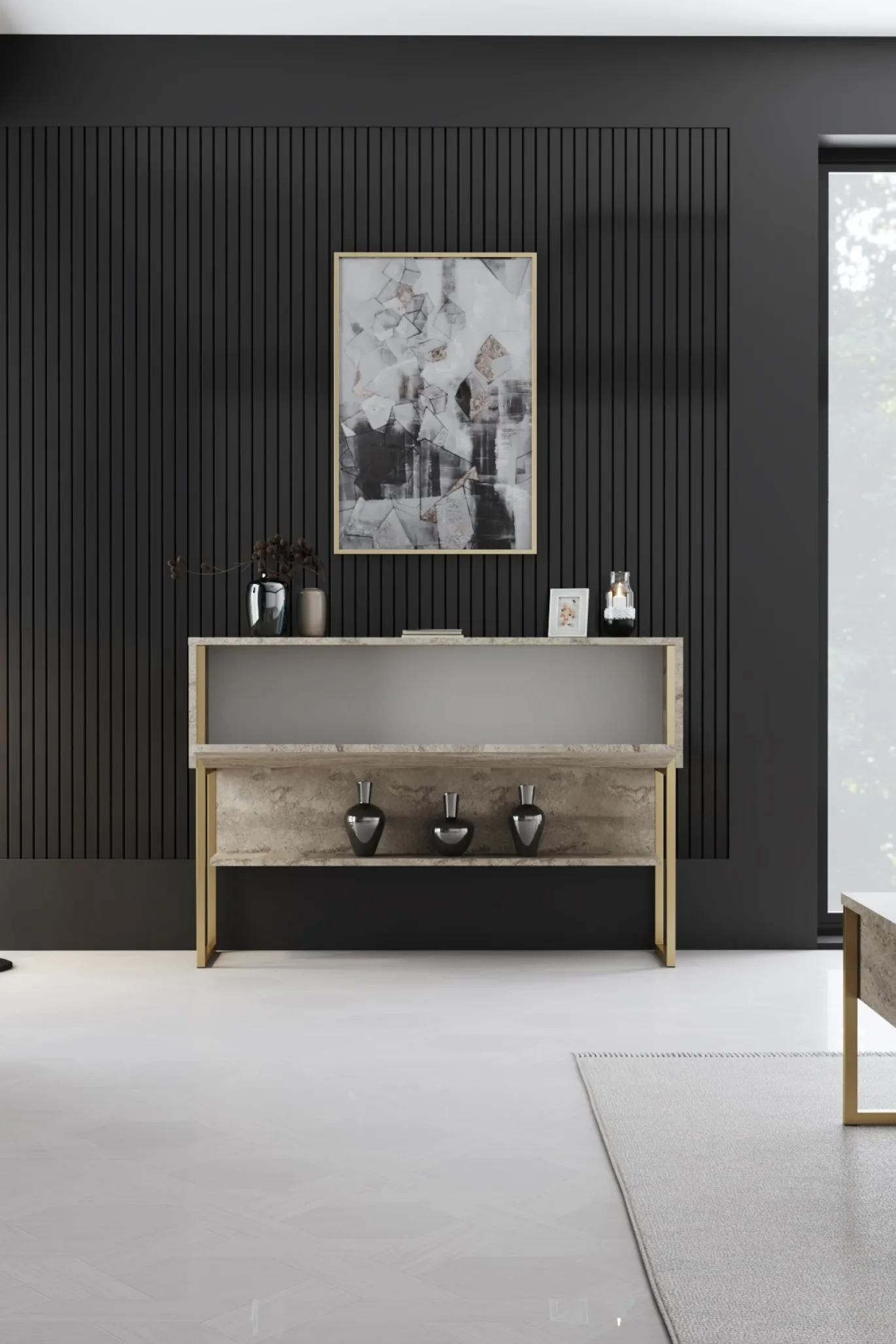 Dressoir Luxe Travertinlook/Goud 120cm