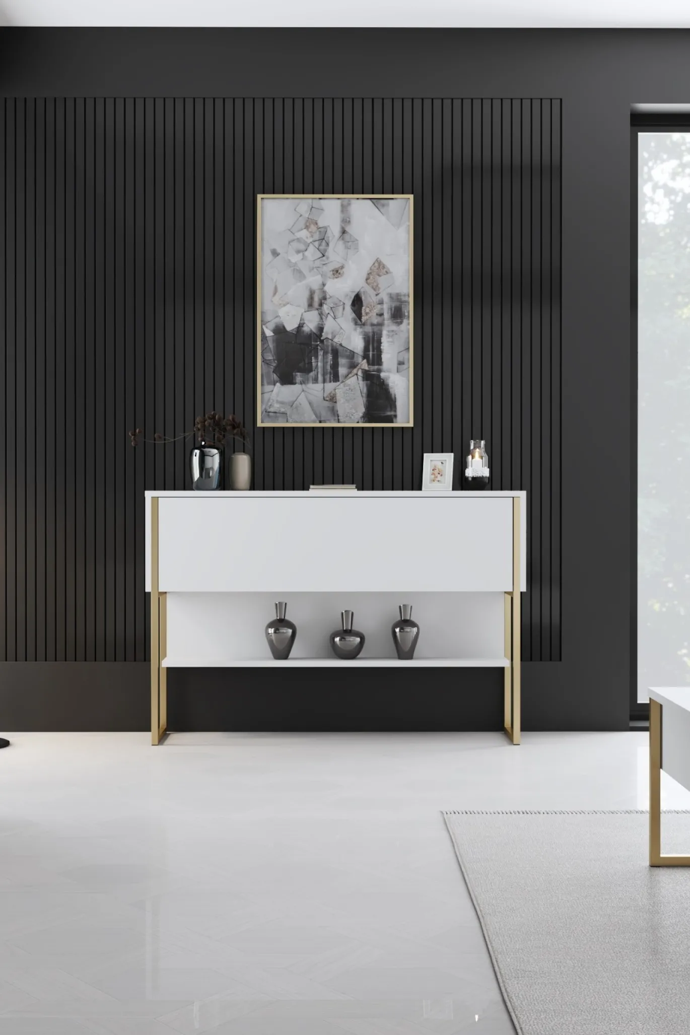 Dressoir Luxe Wit/Goud 120cm