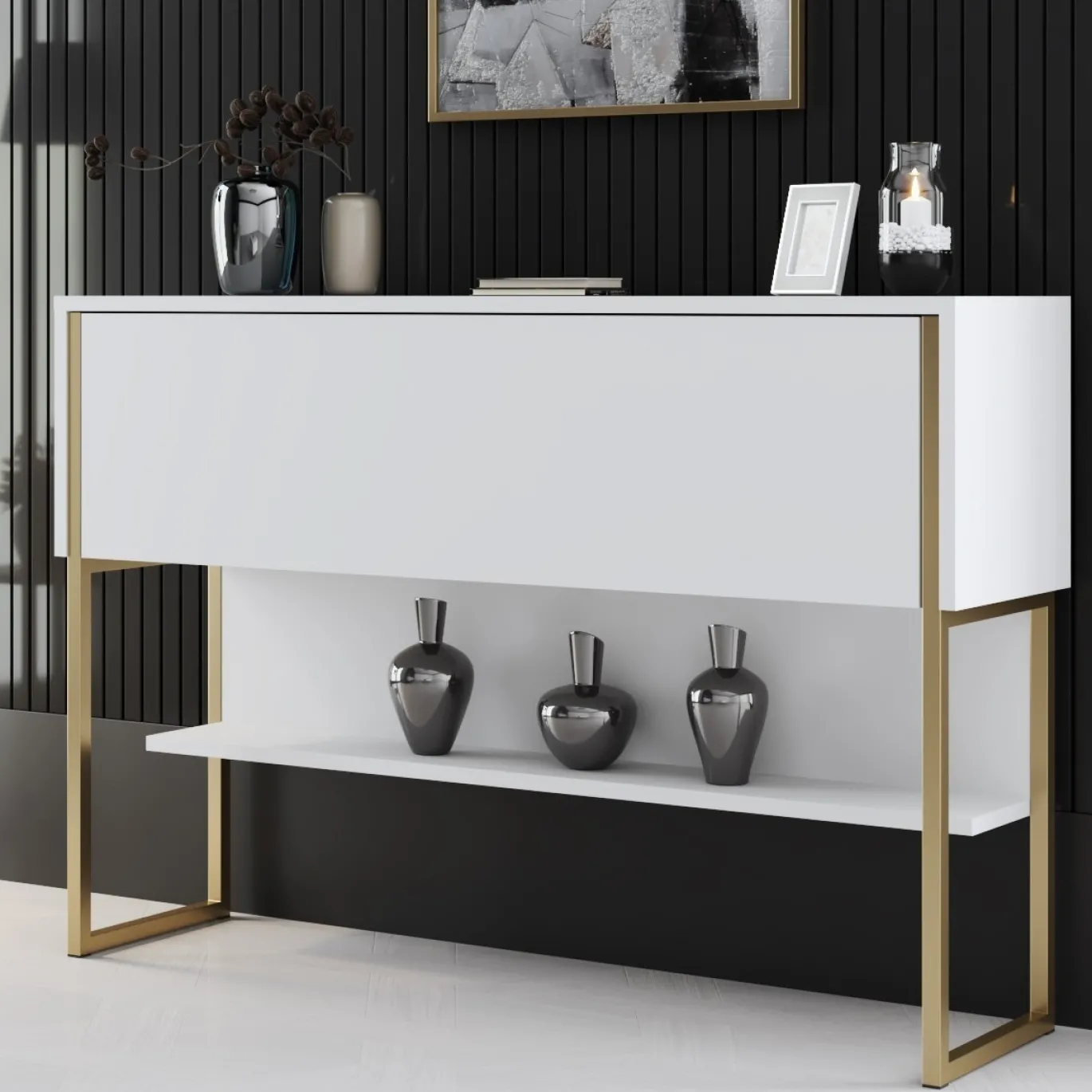 Dressoir Luxe Wit/Goud 120cm