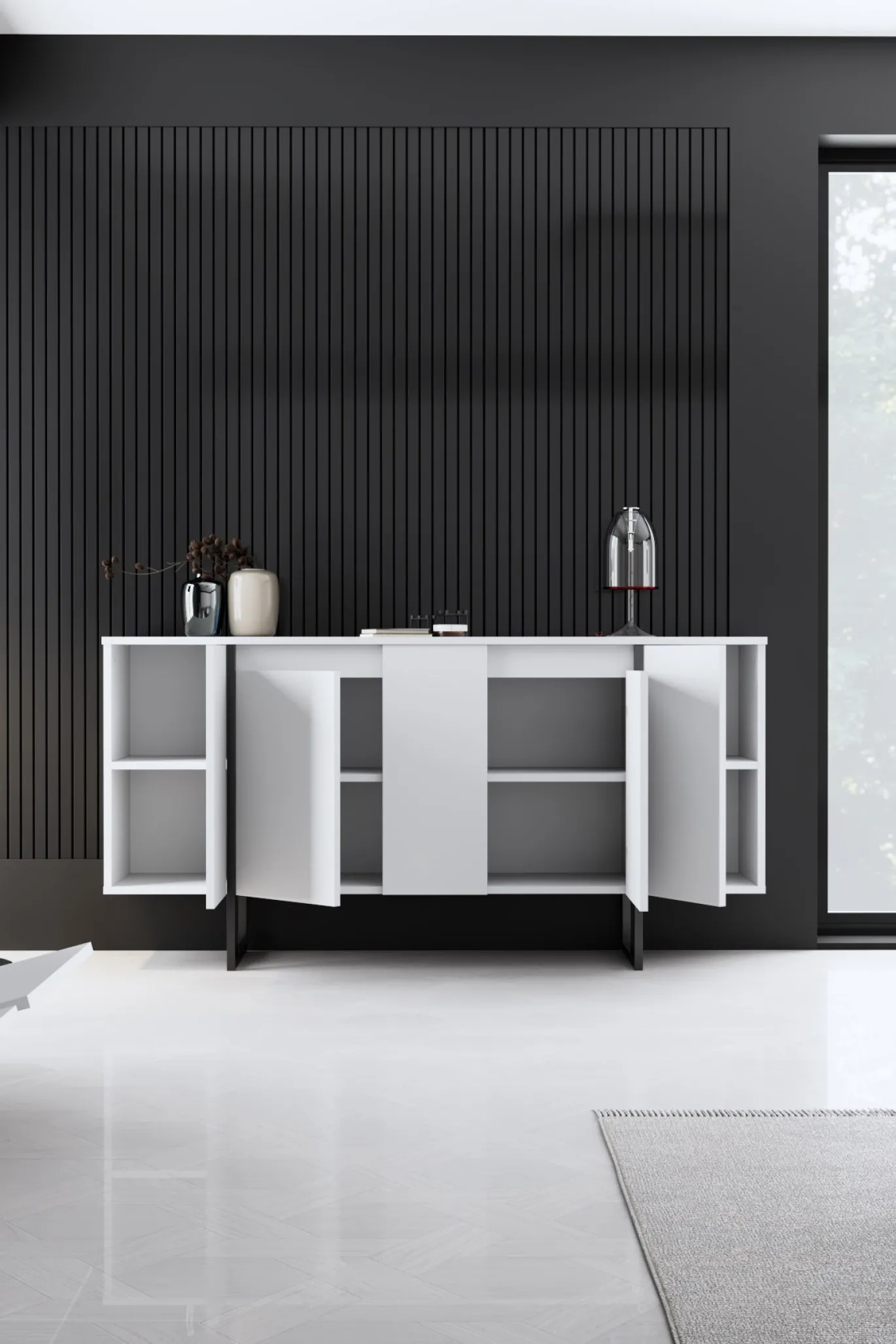 Dressoir Luxe Wit/Zwart 160cm
