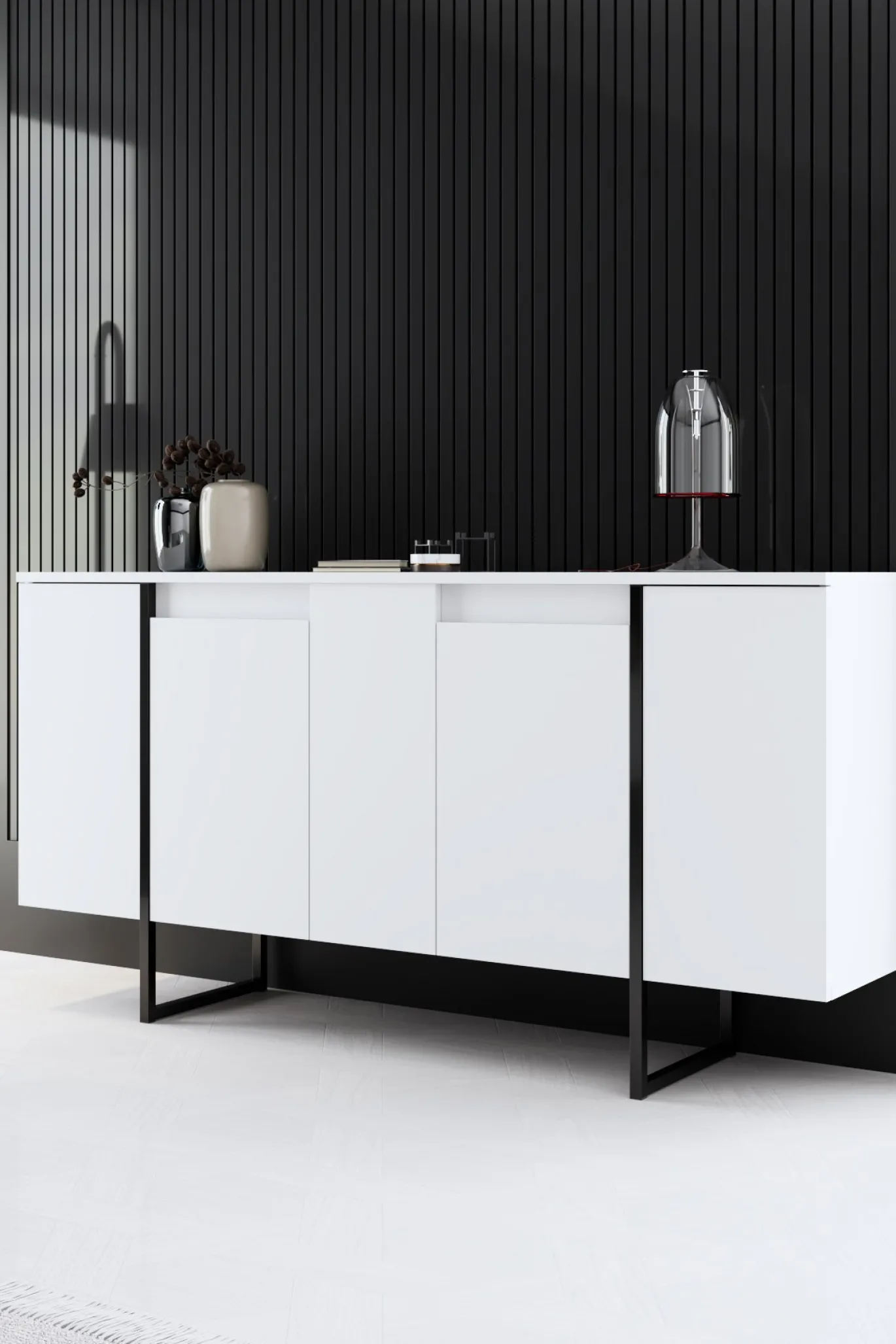 Dressoir Luxe Wit/Zwart 160cm