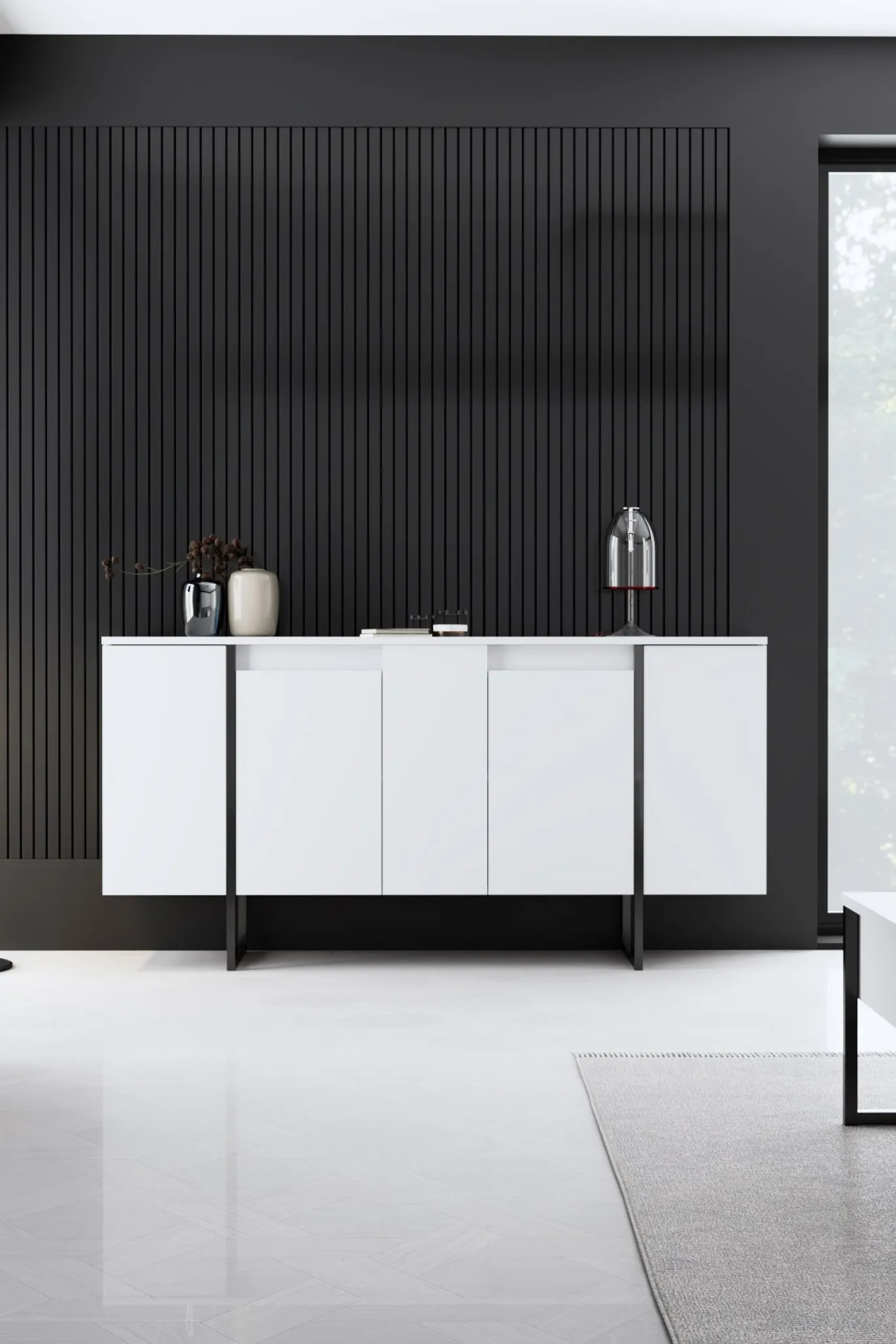 Dressoir Luxe Wit/Zwart 160cm