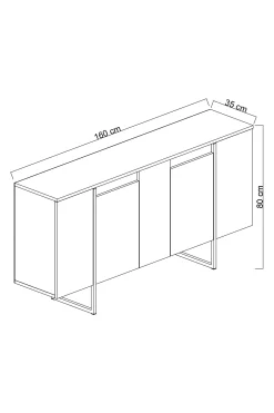 Dressoir Luxe Wit/Zwart 160cm