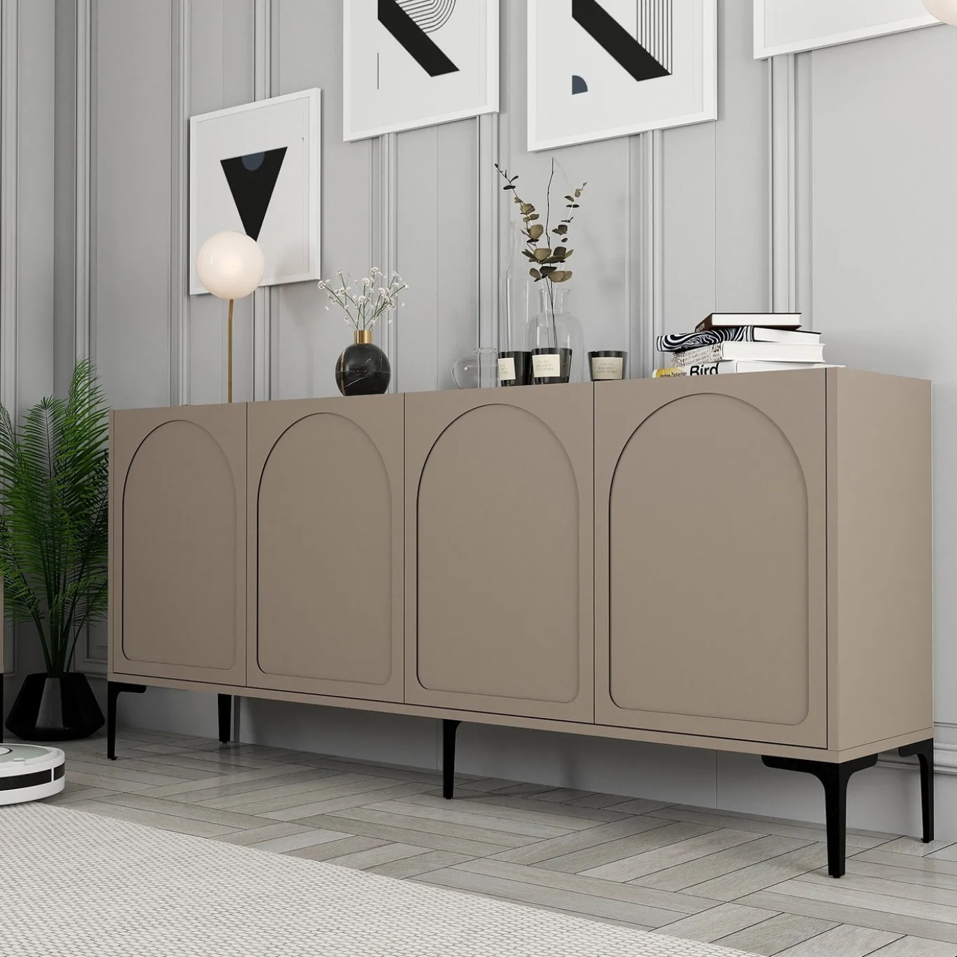 Dressoir Lyon Taupe/Zwart 180cm