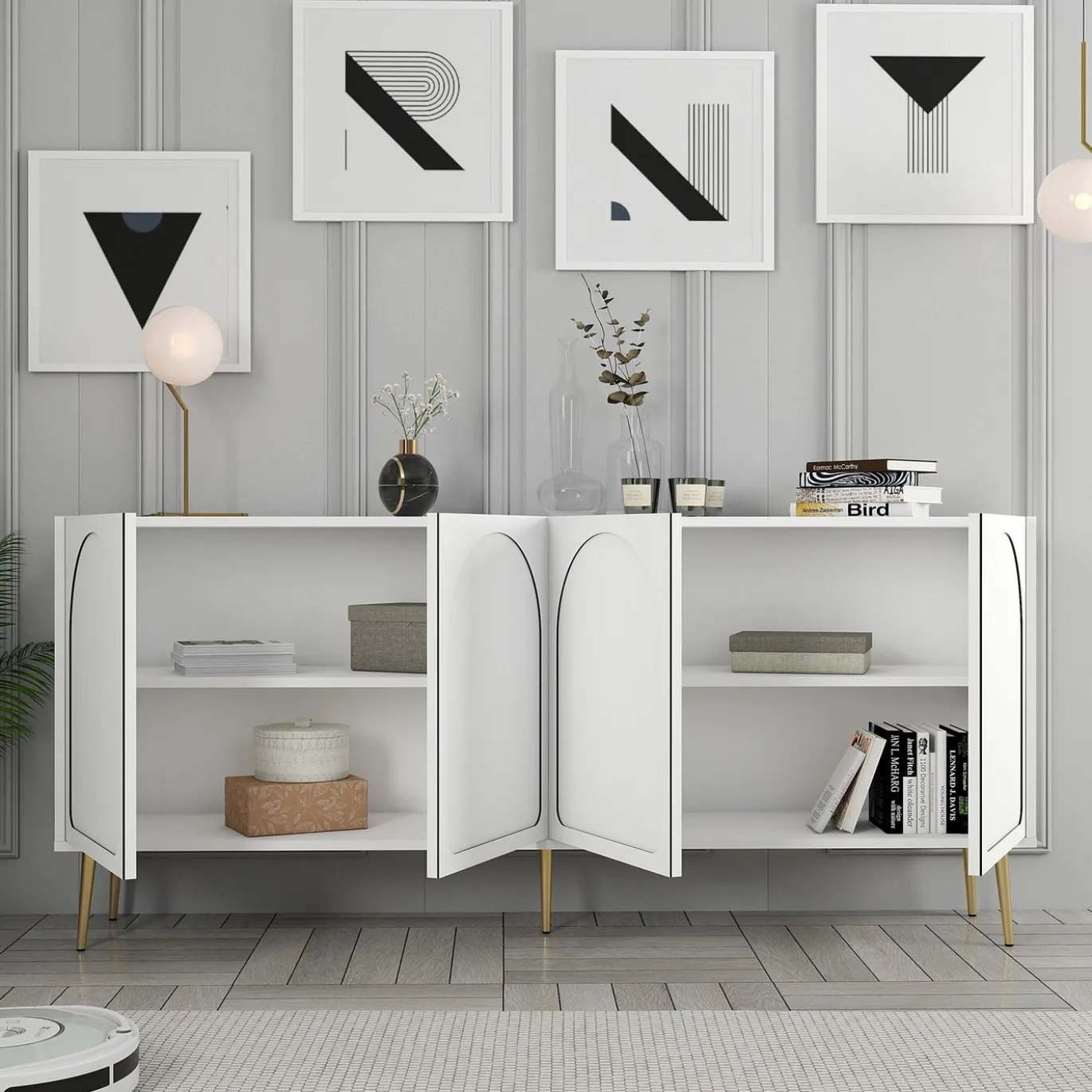 Dressoir Lyon Wit/Goud 180cm