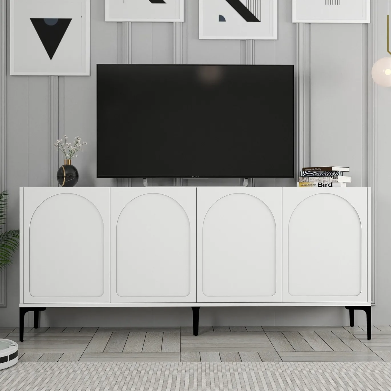 Dressoir Lyon Wit/Zwart 180cm