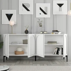 Dressoir Lyon Wit/Zwart 180cm