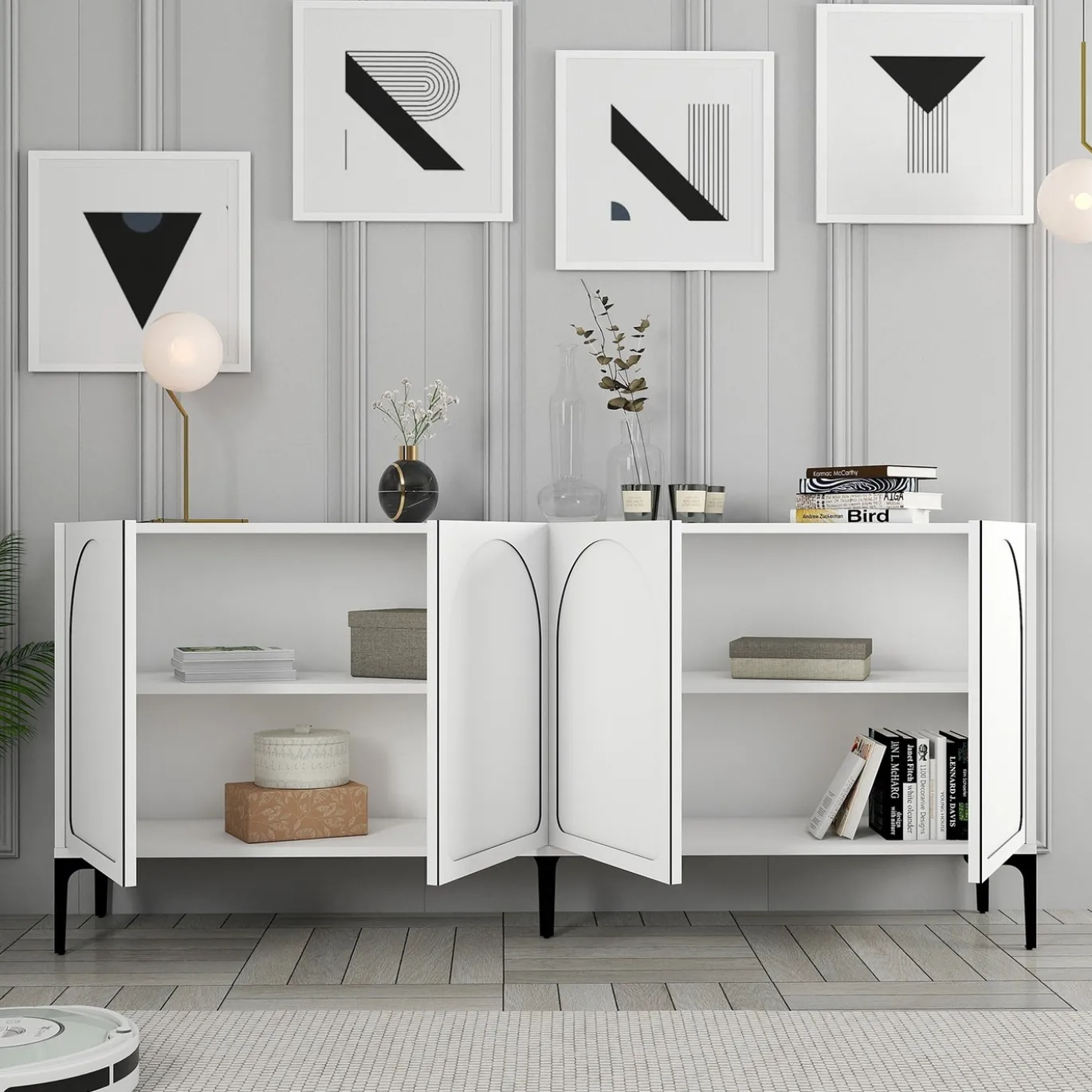 Dressoir Lyon Wit/Zwart 180cm