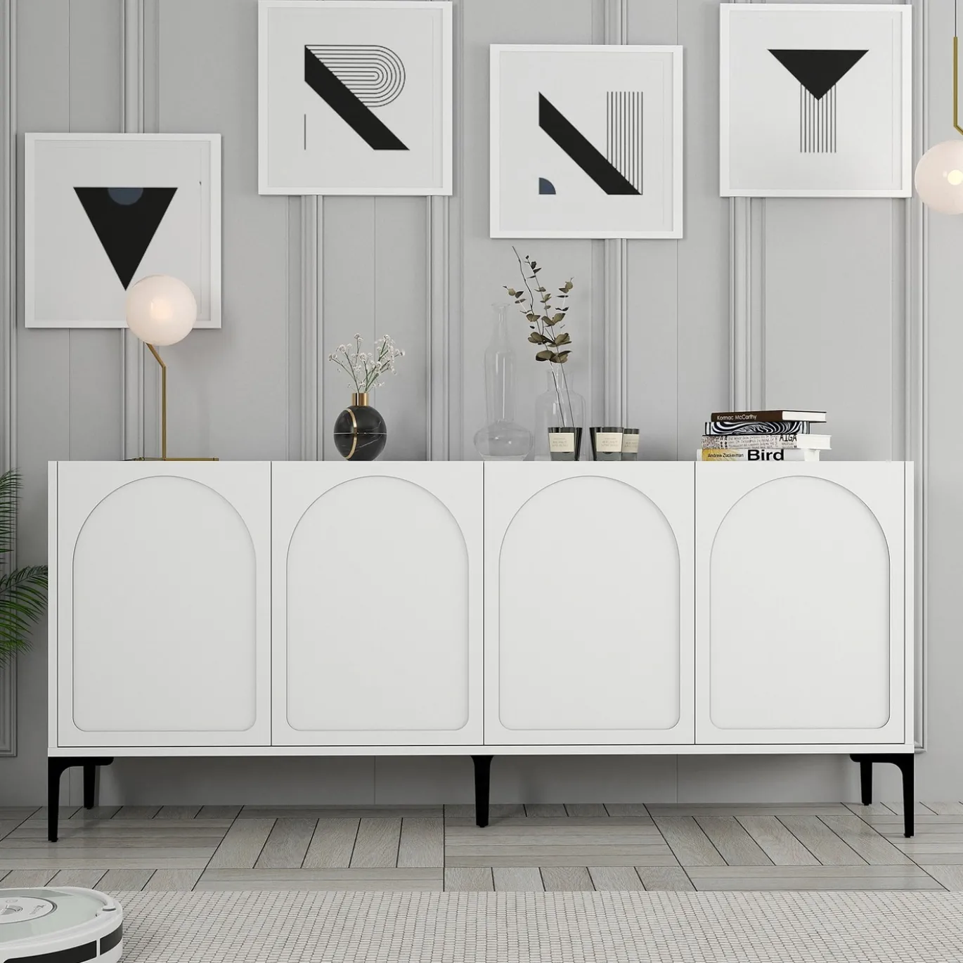 Dressoir Lyon Wit/Zwart 180cm