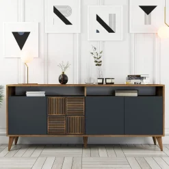 Dressoir Milan Melamine Walnoot Antraciet 180cm