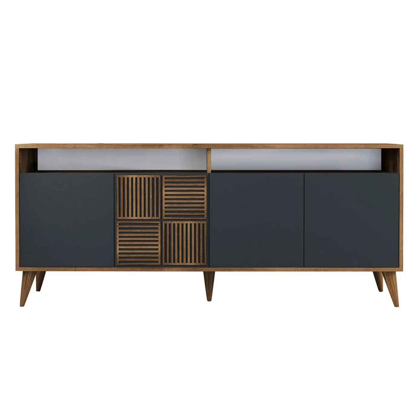 Dressoir Milan Melamine Walnoot Antraciet 180cm