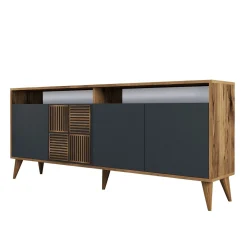 Dressoir Milan Melamine Walnoot Antraciet 180cm
