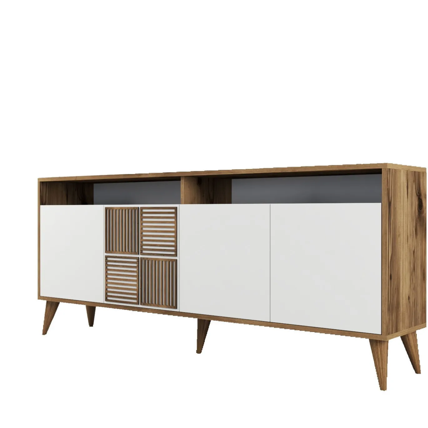 Dressoir Milan Melamine Walnoot Wit 180cm