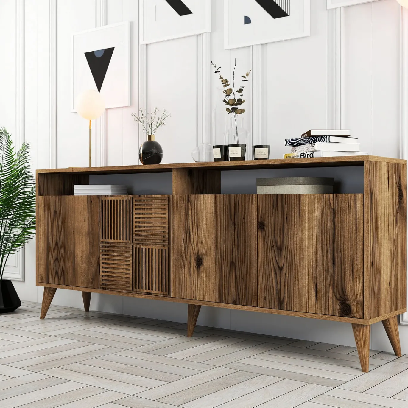 Dressoir Milan Melamine Walnoot 180cm