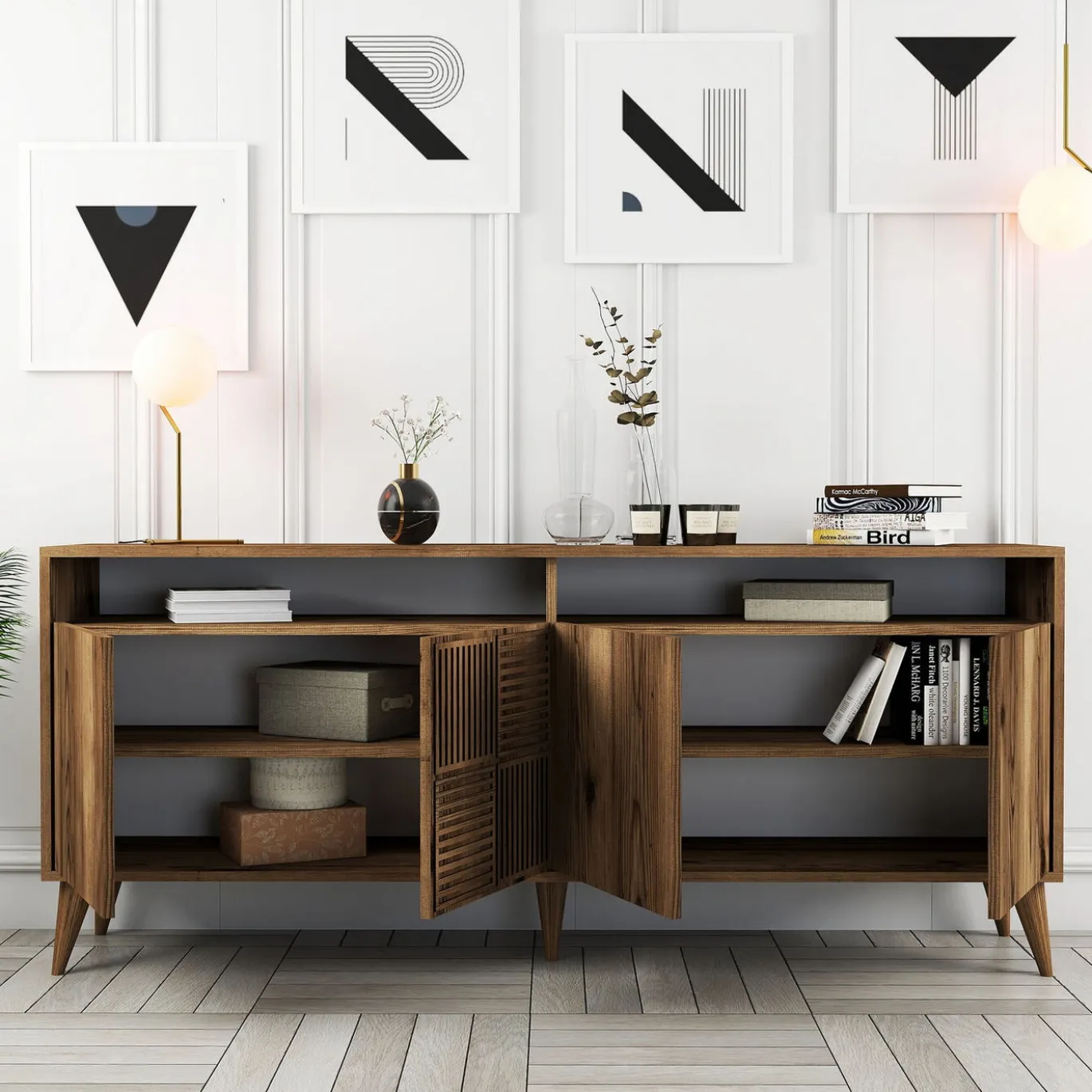 Dressoir Milan Melamine Walnoot 180cm