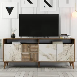 Dressoir Milan Melamine Walnoot Wit Marmer 180cm