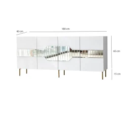 Dressoir Milan Wit/Goud 180cm