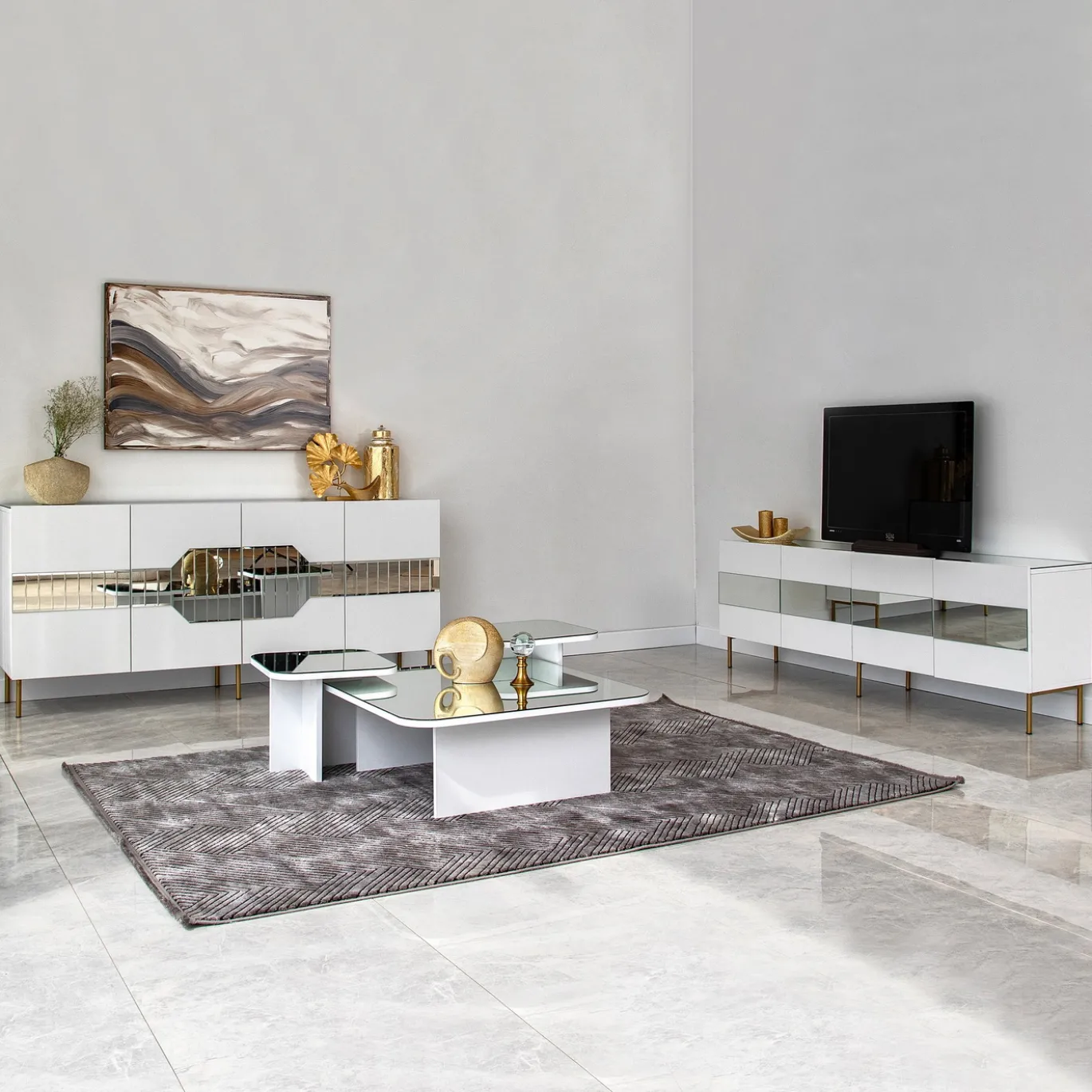 Dressoir Milan Wit/Goud 180cm