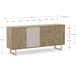 Dressoir Millay 3d3L 180cm Eiken/grijs - Giga Meubel