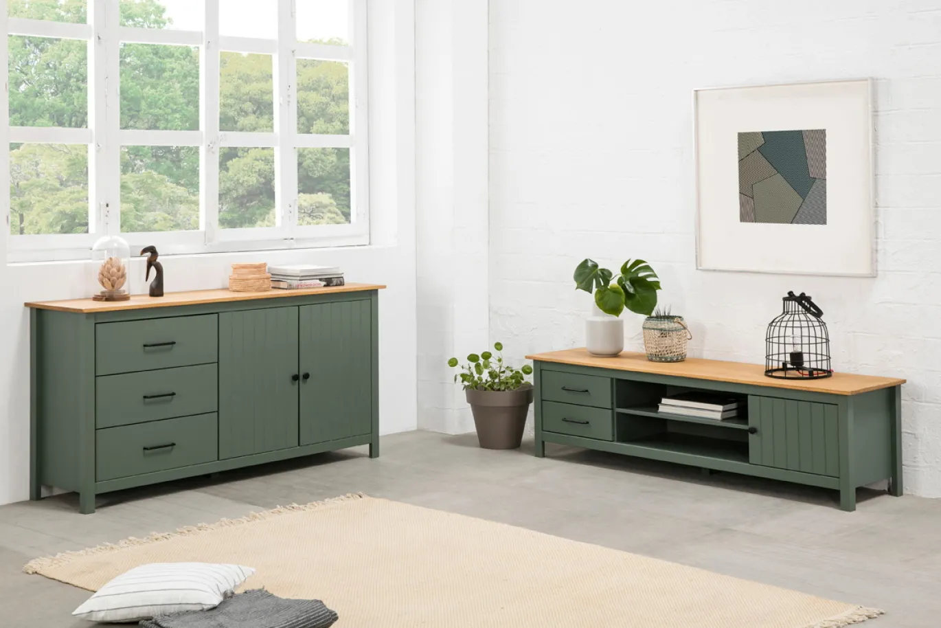 Dressoir Miranda 2d3L Groen Wax - Giga Meubel