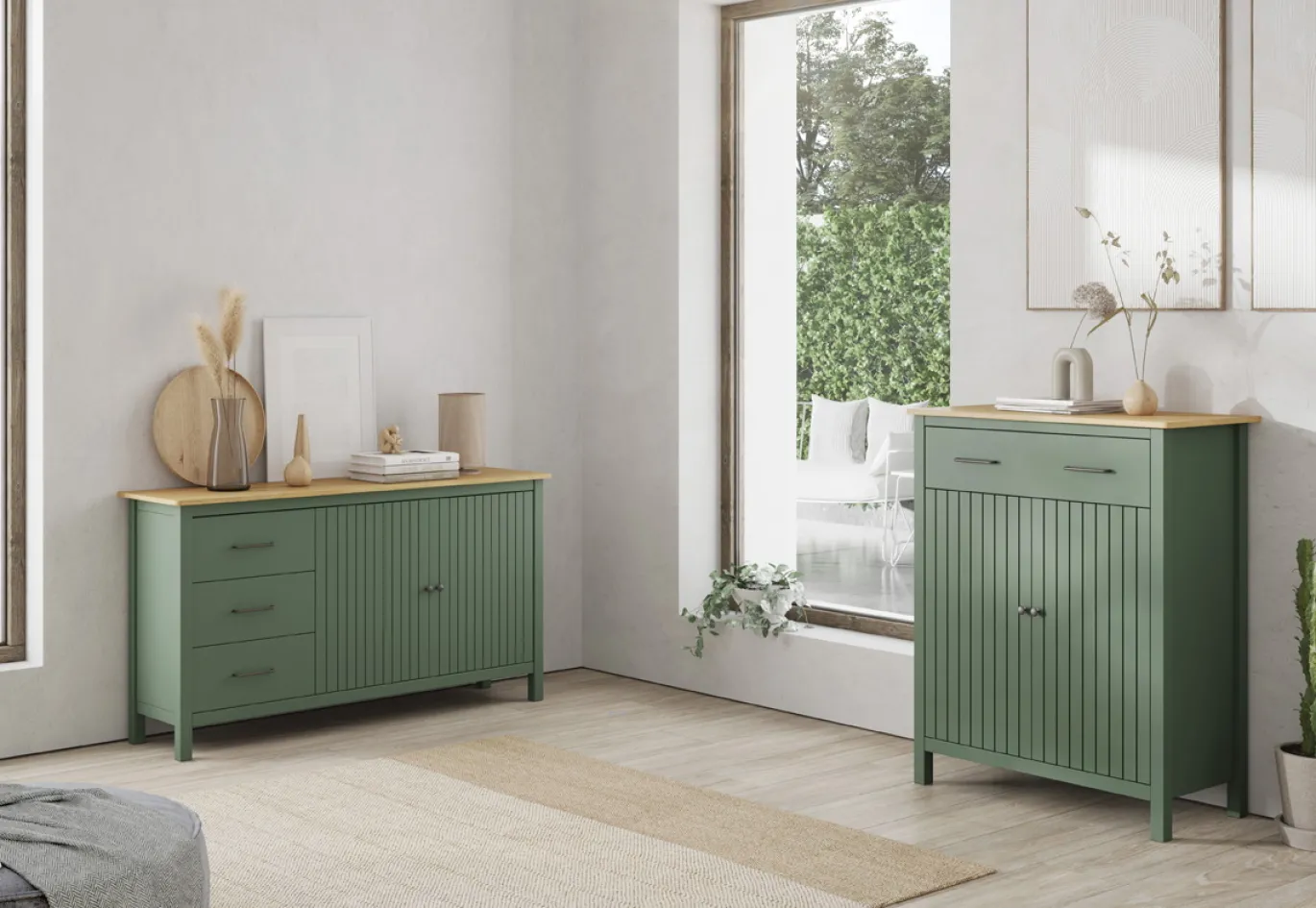 Dressoir Miranda 2d3L Groen Wax - Giga Meubel