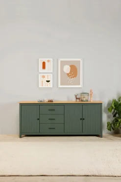 Dressoir Miranda 3d3L Groen wax - Giga Meubel